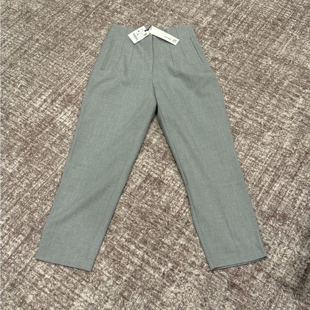 Zara Women's Elegant High Waisted Gray Pants - Picture 2 of 10